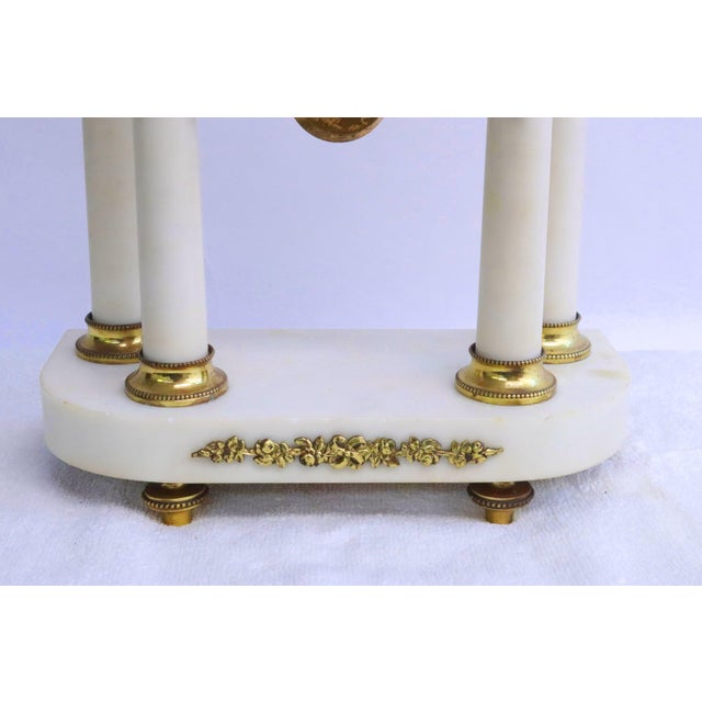 French Late 19th Century Louis XVI Style French Marble & Gilt Bronze Portico Mantel Clock For Sale - Image 3 of 7
