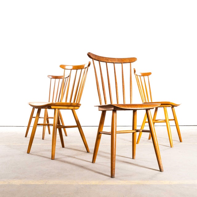 Vintage Stickback Blonde Dining Chairs, 1950s, Set of 4 For Sale - Image 12 of 12