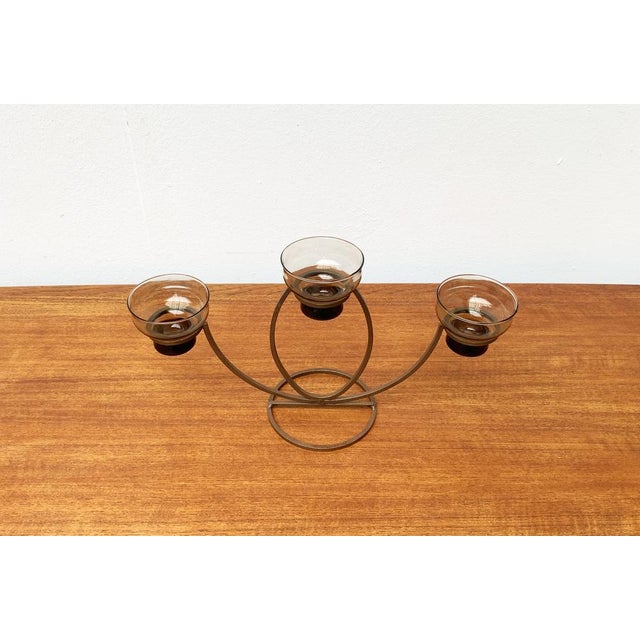 Metal Mid-Century Danish Metal and Glass Candleholder, 1960s For Sale - Image 7 of 18