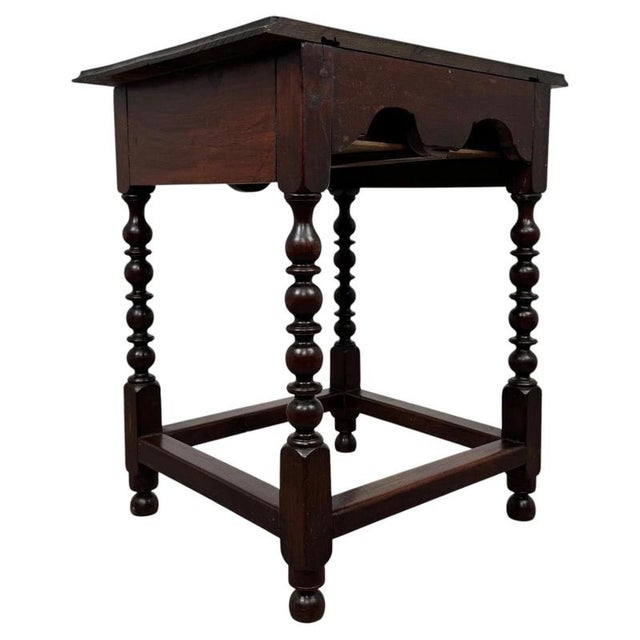 Antique English Bobbin-Turned Oak Side Table, 1800s For Sale - Image 9 of 12