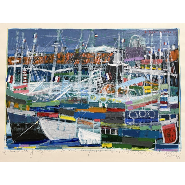 Michel Godjevac, Acrylic, 1982, Paper. View of the Port of Saint-Tropez, Painting dimensions: 65 x 49.5 cm. Sold unframed....