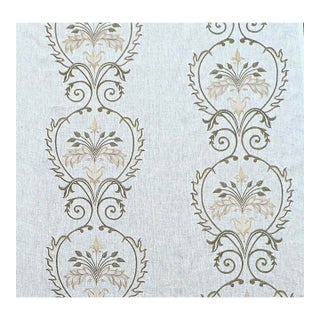 Vintage Colefax & Fowler "Brittini Voile" Embroidered Semi Sheer Drapery Fabric- 6.25 Yards For Sale