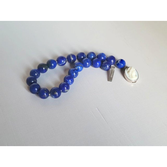 Royal Lapis Lazuli Necklace With Vintage Porcelain Cameo Clasp, 18-Inches For Sale - Image 10 of 10