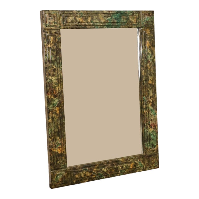 Faux Marble Geometric Framed Wall Mirror 47' x 36" For Sale