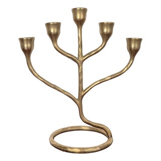 Brass 5-Arm Candelabra, Denmark, 1960s For Sale