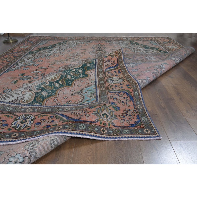 1970s 1970s Vintage Persian Handmade Wool Orange Oversized Area Rug For Sale - Image 5 of 11