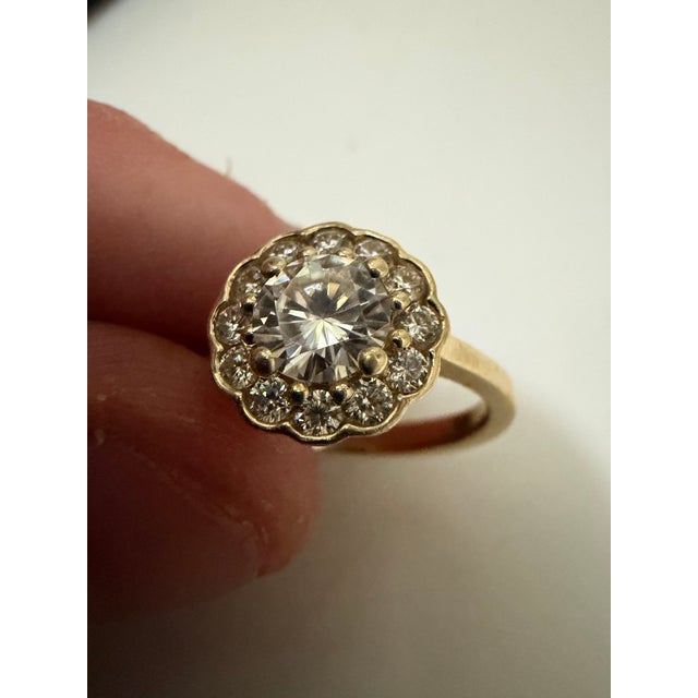 1950s 1950s 14k Yellow Gold Approx 1.25ctw Vs1 Vs2 Diamond Engagement Ring by Benati, Size 7 For Sale - Image 5 of 8