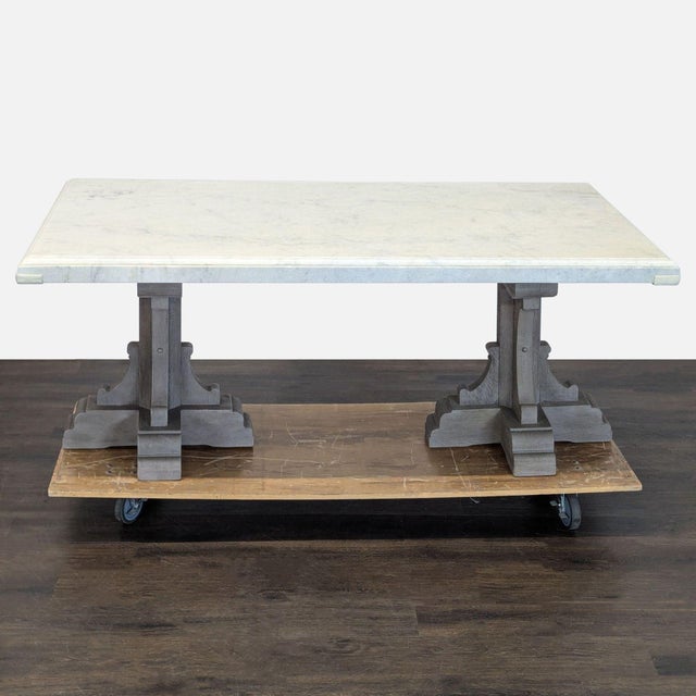 Modern Restoration Hardware (Rh) St. James Marble-Top Rectangular Dining Set For Sale - Image 3 of 18