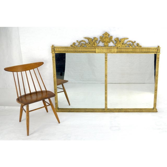 Wood Large c1920s 65x49 Rectangle Neoclassical Gilt Mirror w/ Griffins MINT For Sale - Image 7 of 16