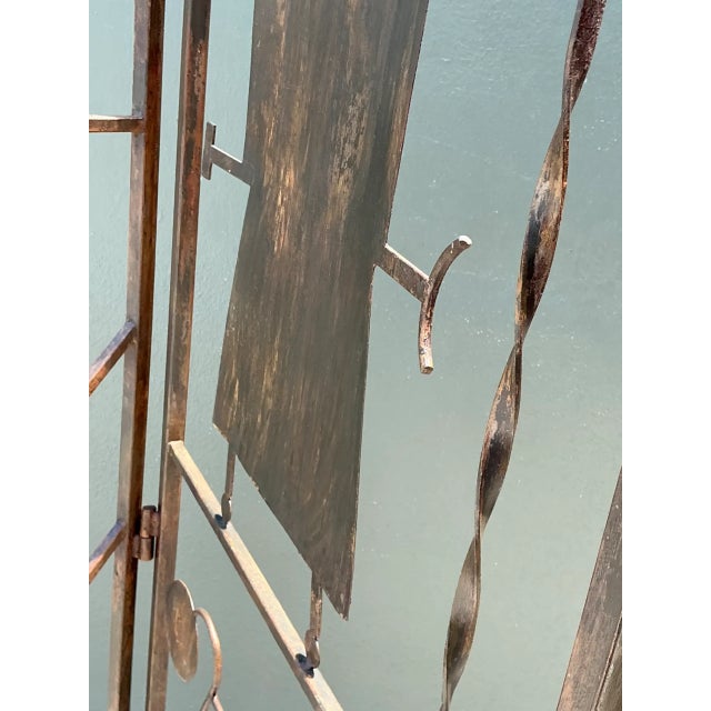Vintage Iron Abstract Figurative Folding Screen For Sale - Image 11 of 12