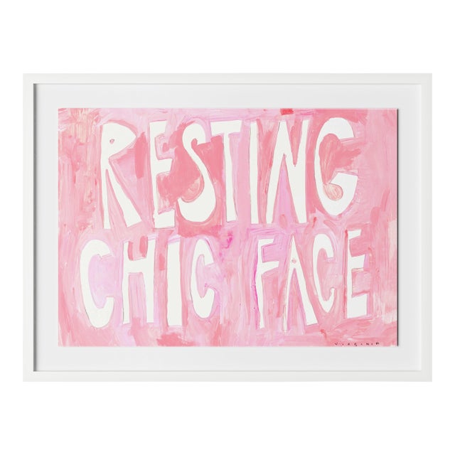 Resting Chic Face by Virginia Chamlee in White Frame, Medium Art Print For Sale
