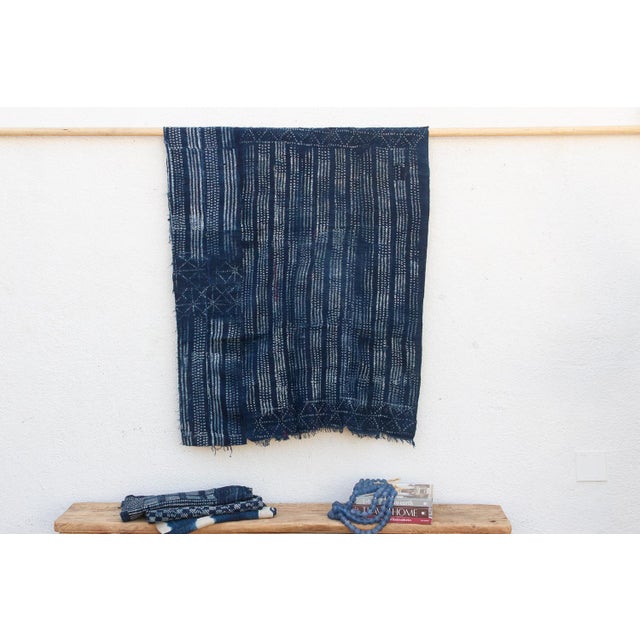 Textile Midnight Grid Indigo Mud Cloth Throw For Sale - Image 7 of 7