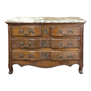 19th Century Country French Cherrywood Marble Top Commode