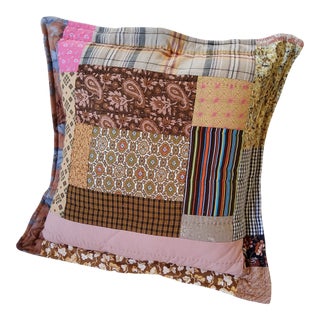 Boho Hand Quilted Pillow For Sale