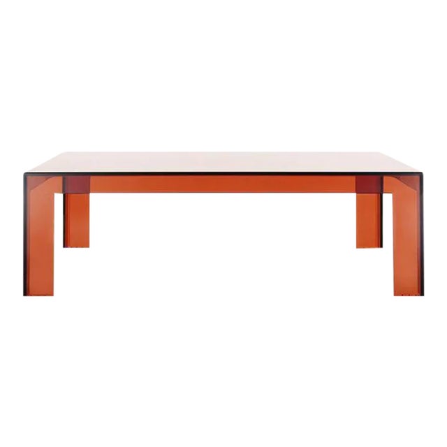 Amber Acrylic Square Coffee Table For Sale