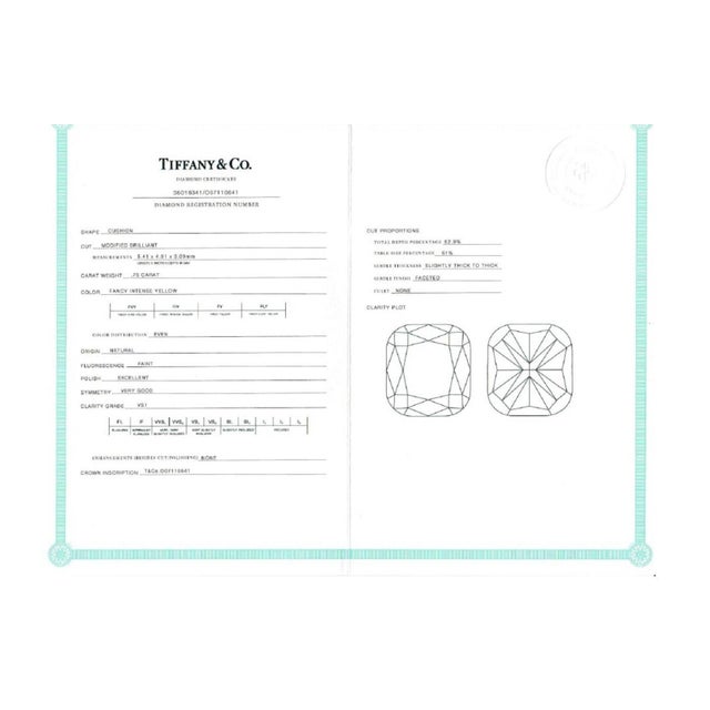 Early 21st Century Tiffany & Co. Soleste Fancy Intense Yellow Diamond Earrings in Platinum & 18k, Pair For Sale - Image 5 of 7