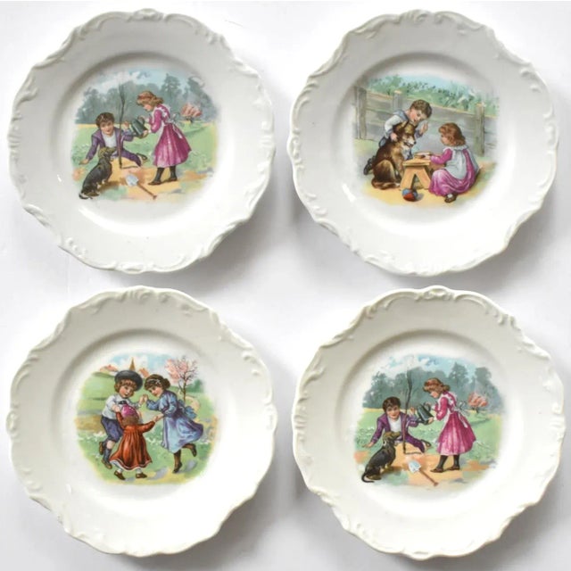 Antique Children's Plates - Set of 4 For Sale - Image 9 of 9