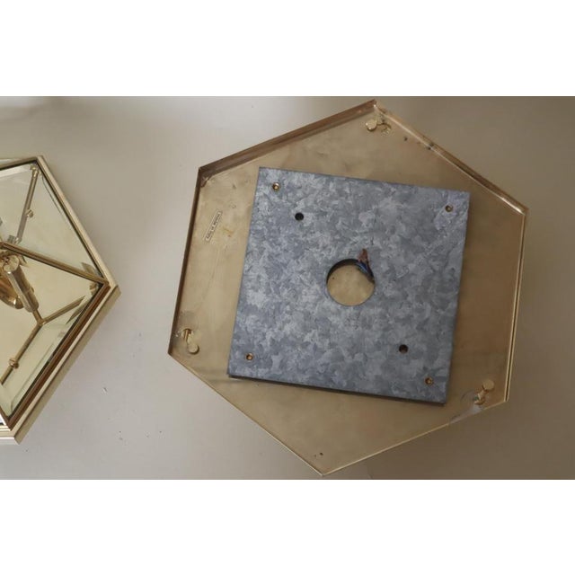 Hexagonal Gold-Plated Flush Mount or Wall Lamp with Faceted Glass, Italy, 1980s For Sale - Image 4 of 18