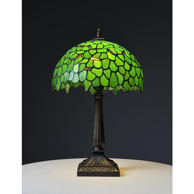 Green Table Lamp in the style of Tiffany For Sale - Image 15 of 15