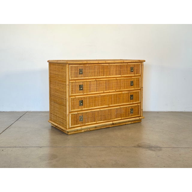 Wicker and Bamboo Chest of Drawers by Dal Vera, 1970s For Sale - Image 10 of 10