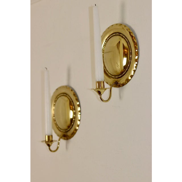 Mid-Century Modern Swedish Brass Sconces, Set of 2 For Sale - Image 4 of 8