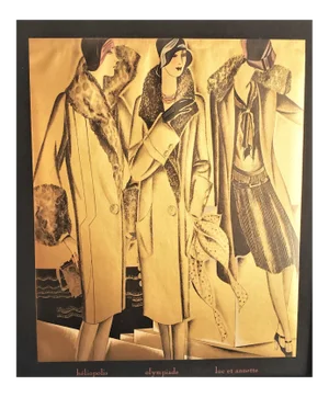 RARE-Matted Art Deco Fashion Pochoir on Gilded Paper-With Documentation