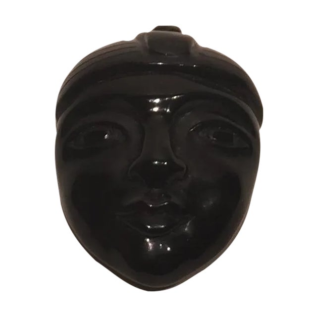 Hand-Carved Obsidian Mask For Sale