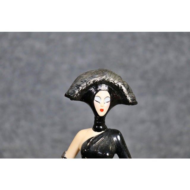 Ceramic Signed Erte Art Deco Glamourous Female Figurine Franklin Mint For Sale - Image 7 of 10