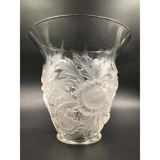 Art Deco Frosted Glass Vase with Thistle Motif from Verlys, France, 1930s For Sale - Image 3 of 6