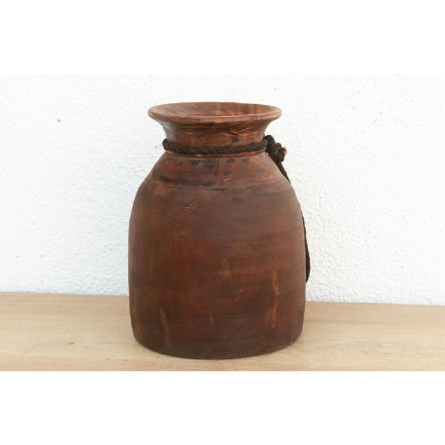 Heavy Rustic Wood Milk Pot For Sale - Image 4 of 7