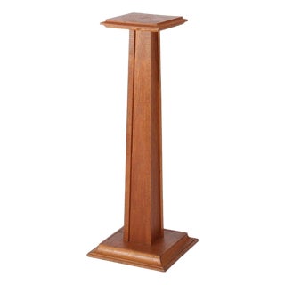 Antique Arts & Crafts Oak Sculpture Display Pedestal C1920 For Sale
