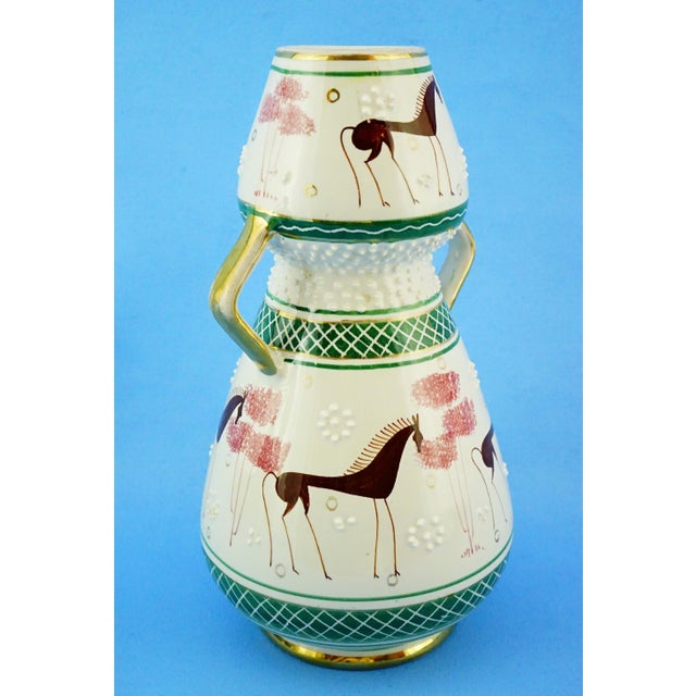 Ceramic Vintage Ceramic Vase with Stylized Horses by Serafino Volpi, Italy, 1950s For Sale - Image 7 of 18