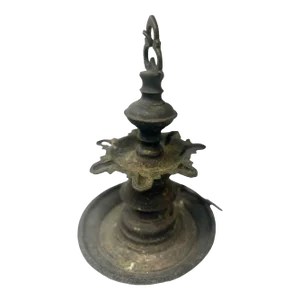 19th Century South Indian Brass Lamp India Kerala Temple Oil Heavy Metal Antique