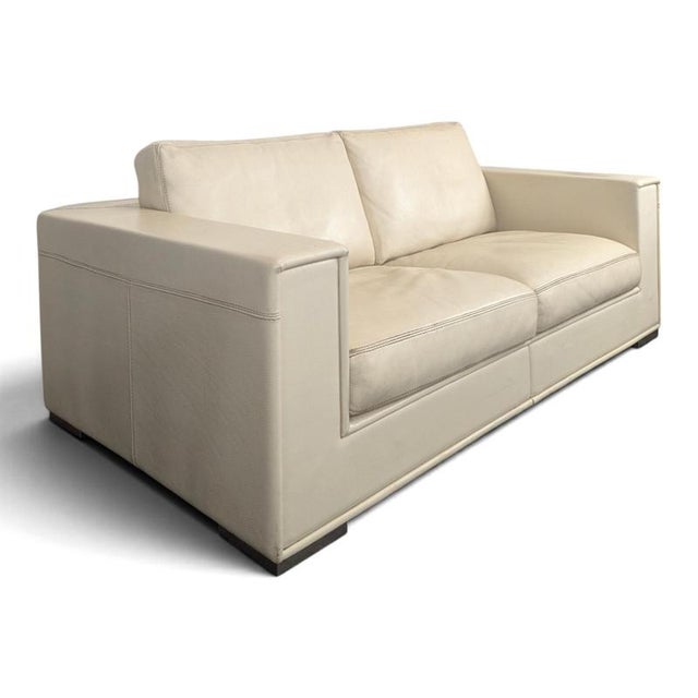 Two-Seater Cream Leather Sofa from Rivolta, Italy For Sale - Image 11 of 11