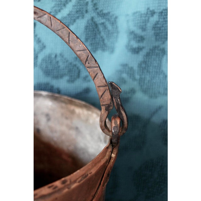 Late 20th Century Late 20th Century Forged Copper Bucket With Handle and Snake Accents For Sale - Image 5 of 12