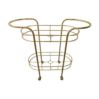 Vintage Brass & Glass Oval Bar Cart For Sale