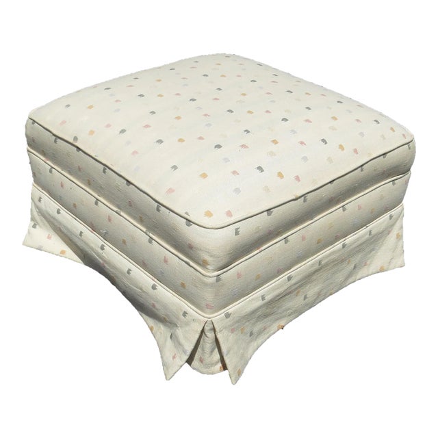 Vintage Square Ottoman With Solid Walnut Legs on Casters For Sale