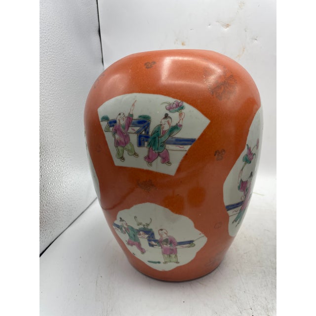 Pair of Chinese Hand Painted Jars For Sale - Image 4 of 10