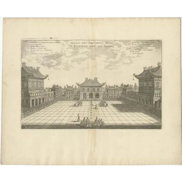 Antique print China titled ‘Interior aulae Imperatoriae facies'. Antique print of the Imperial Palace in Peking, China....