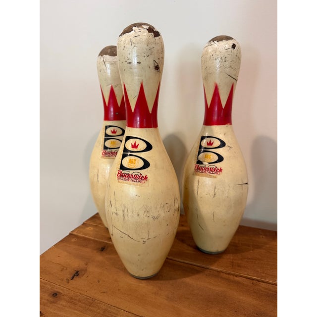 American Set of Three Vintage Brunswick Abc Bowling Pins For Sale - Image 3 of 3