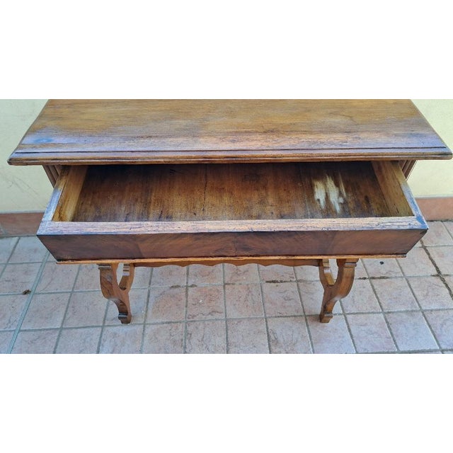Spanish Lyre Console Table in Walnut For Sale - Image 6 of 7