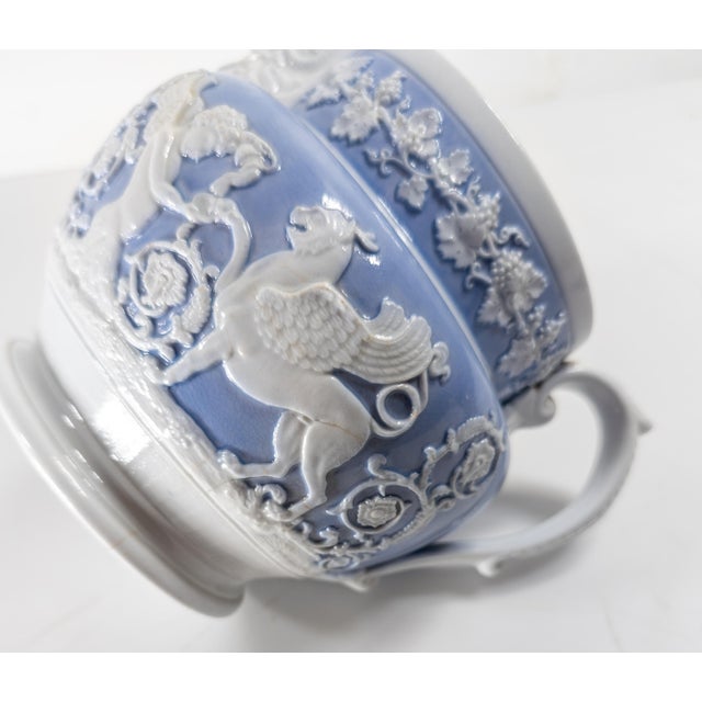 19th Century English Staffordshire Neoclassical Lavender Blue and White Pitcher by Ridgway For Sale - Image 10 of 15