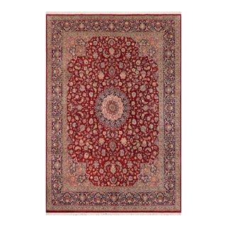 1960s 1960s Isphan Winifred Red/Blue Wool & Silk Rug - 10'0'' X 13'9'' For Sale