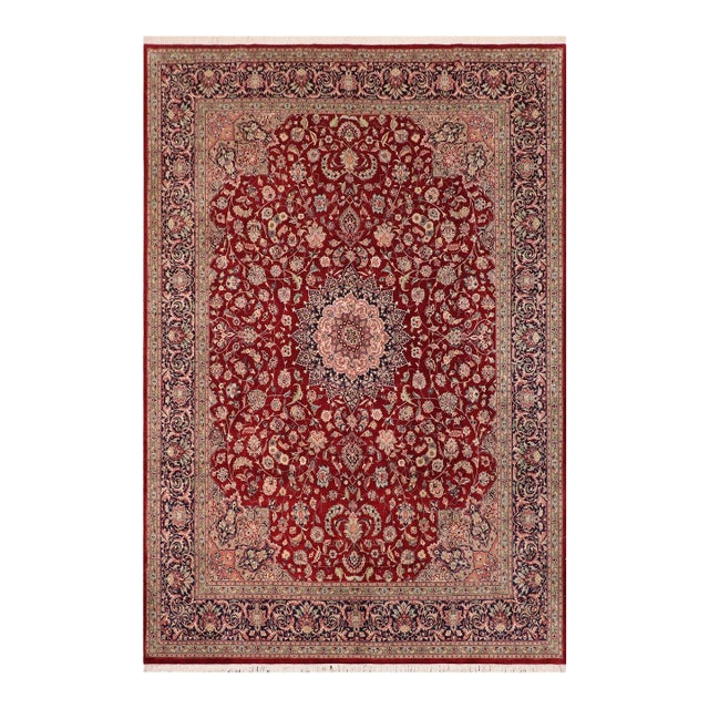 1960s 1960s Isphan Winifred Red/Blue Wool & Silk Rug - 10'0'' X 13'9'' For Sale