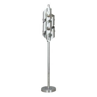 Space Age Brushed Aluminum Floor Lamp, 1970s For Sale
