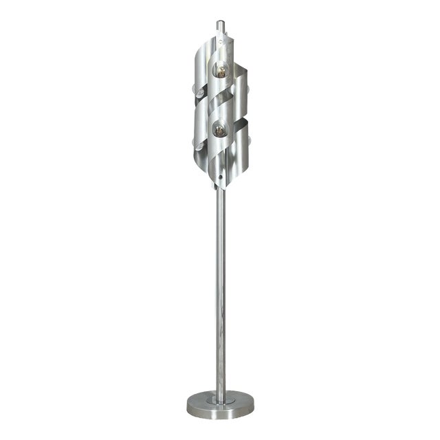 Space Age Brushed Aluminum Floor Lamp, 1970s For Sale