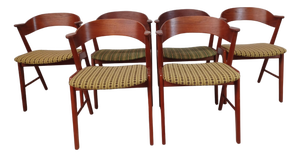 Teak Dining Chairs with Handmade Cross Stitch Embroidered Upholstery, 1960s, Set of 6