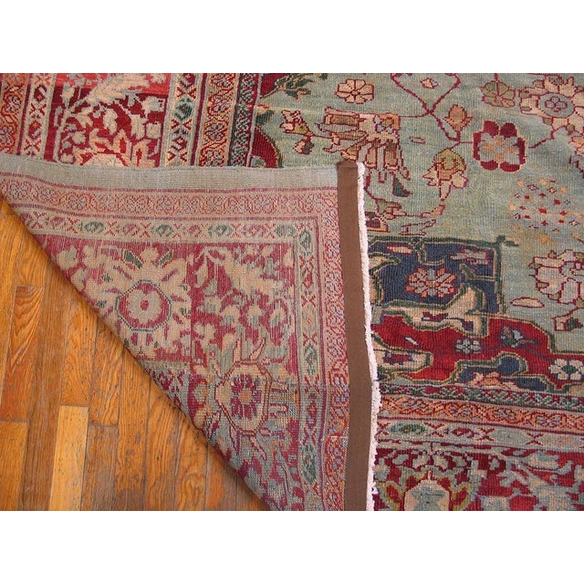 Beautiful Light Blue Background Late 19th Century Antique Persian Sultanabad Rug For Sale - Image 4 of 4