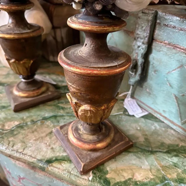 Gold 19th Century Lacquered Wood Sicilian Palm Holder With Shell Composition - a Pair For Sale - Image 8 of 11