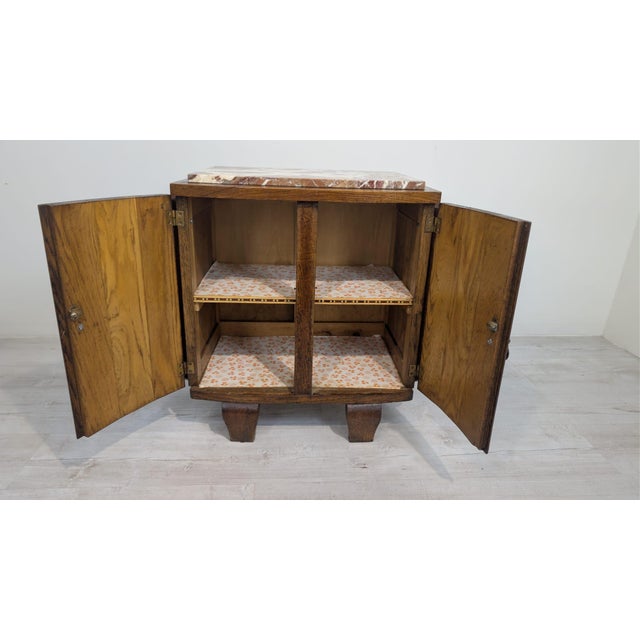 Art Nouveau oak cabinet with marble from the 1920s/1930s